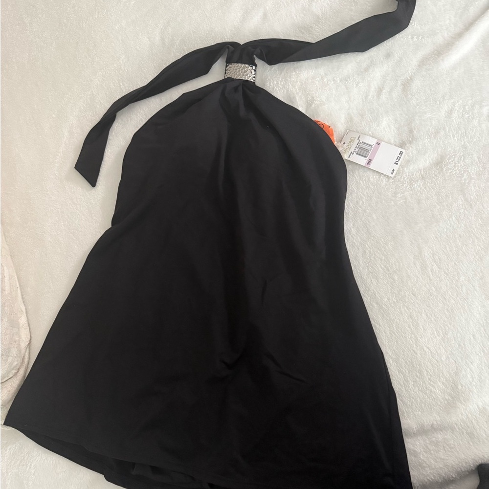 Michael Kors Black Backless Halter Dress